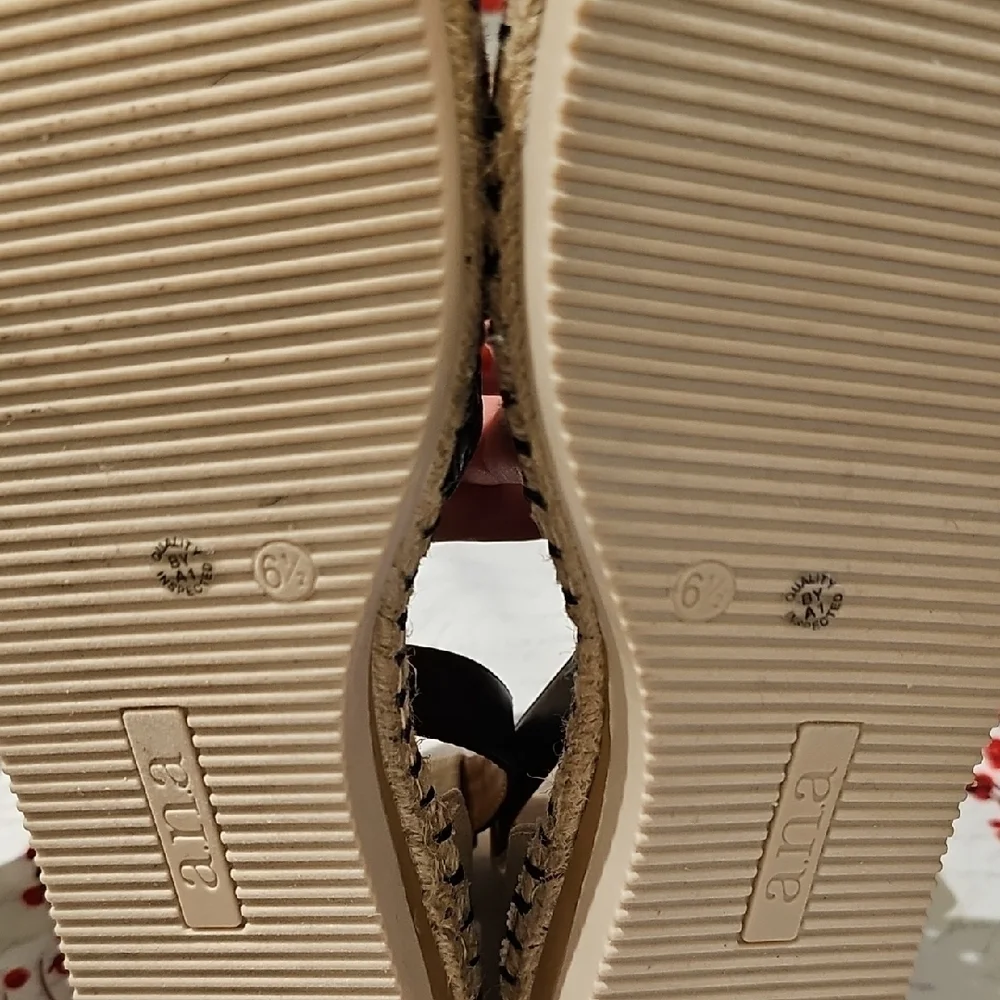 a.n.a Black and Tan Wedges Sandals